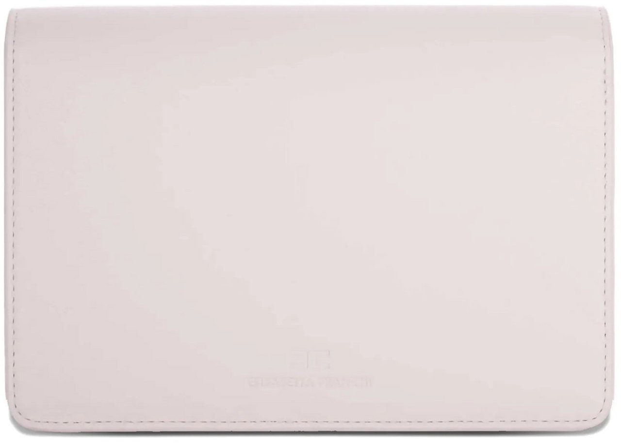 Elisabetta Franchi Rectangular Pink Smooth Geometric Clasp Clutch Wit