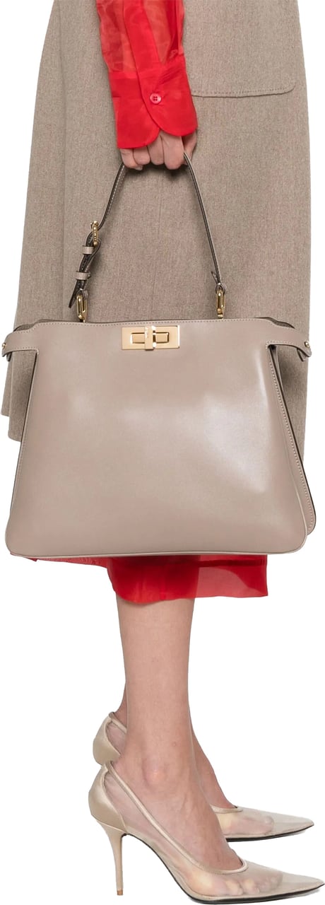 Fendi Peekaboo Soft Calf Leather Suede Handbag Roze