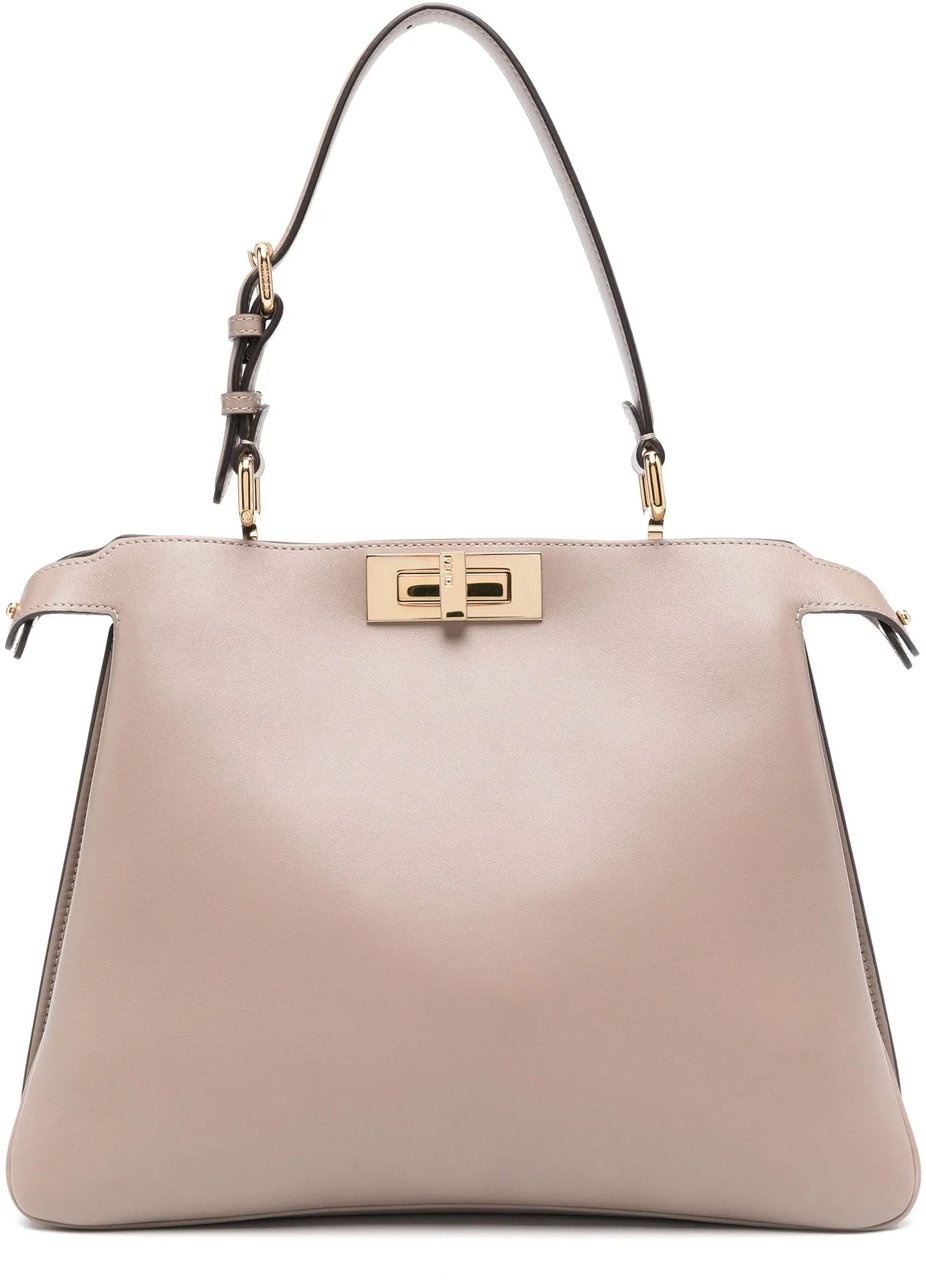 Fendi Peekaboo Soft Calf Leather Suede Handbag Roze