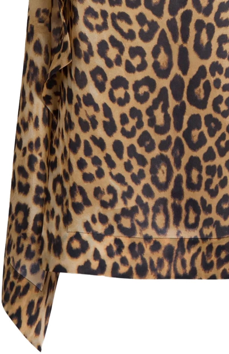 Alberta Ferretti Leopard Print Asymmetrical Skirt with Edgy Hemline Bruin