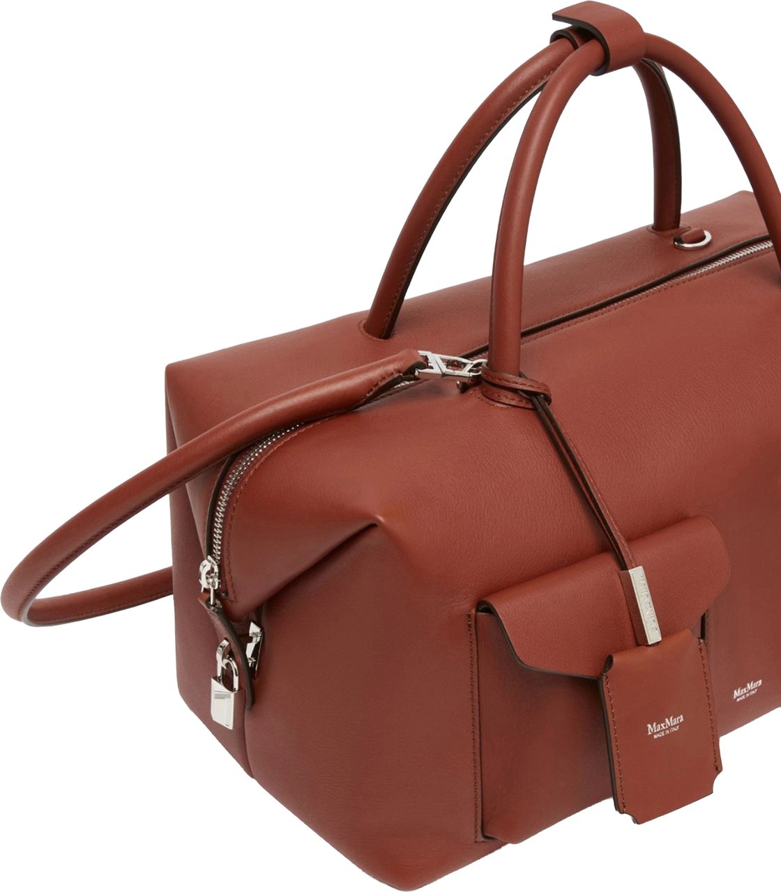 Max Mara Brown Mxaholdallcargo Structured Leather Holdall Bag Rood
