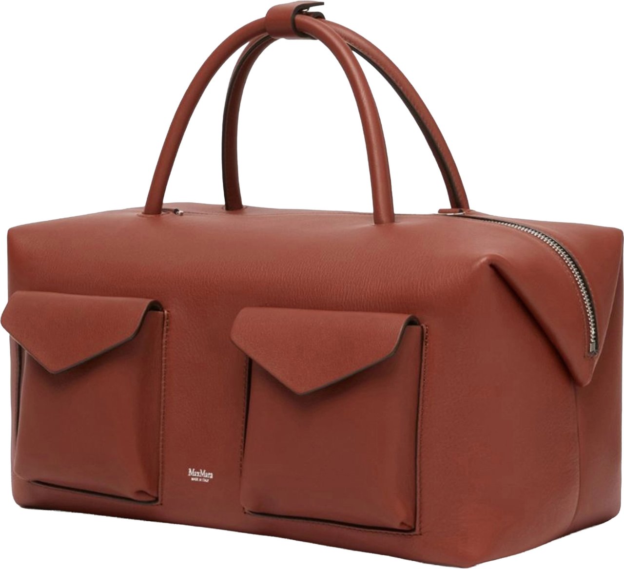 Max Mara Brown Mxaholdallcargo Structured Leather Holdall Bag Rood
