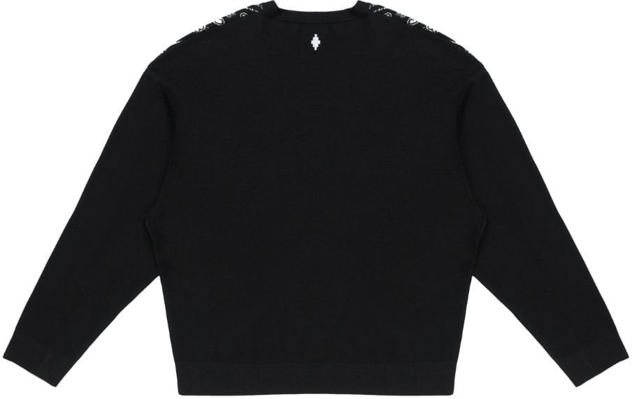 Marcelo Burlon Black Bandana Knit Comfort Crew Neck Sweater Zwart