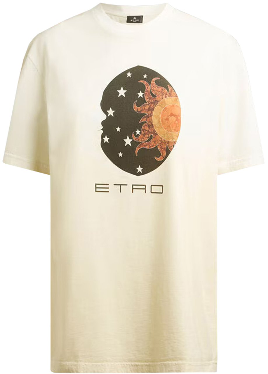 Etro White Celestial Graphic Relaxed-Fit T-Shirt Neutraal