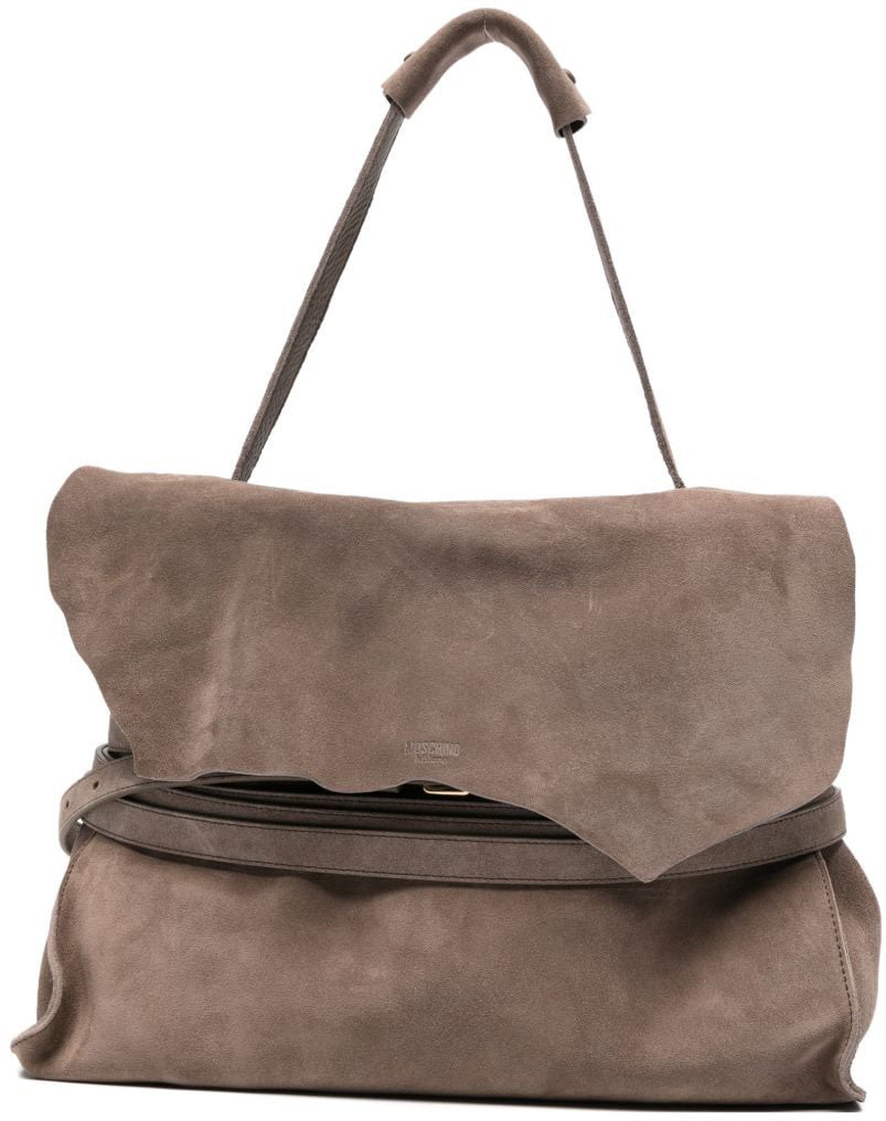 Moschino Beige Silk and Nylon Top Bag Neutraal