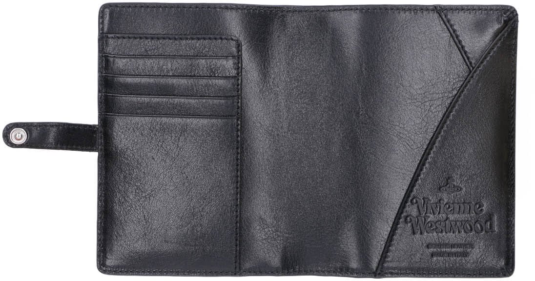 Vivienne Westwood Black Orb Bi-fold Leather Cardholder Zwart