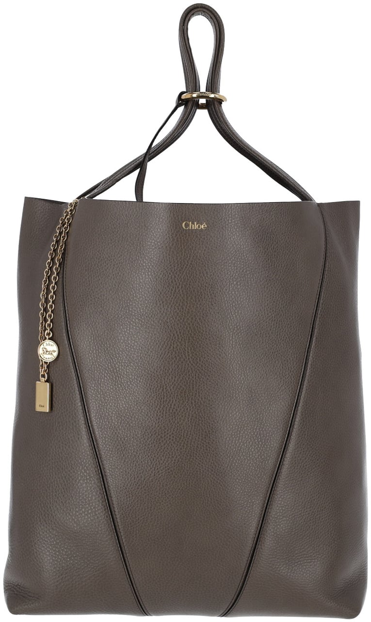 Chloé Grey Spin Textured Leather Tote Grijs