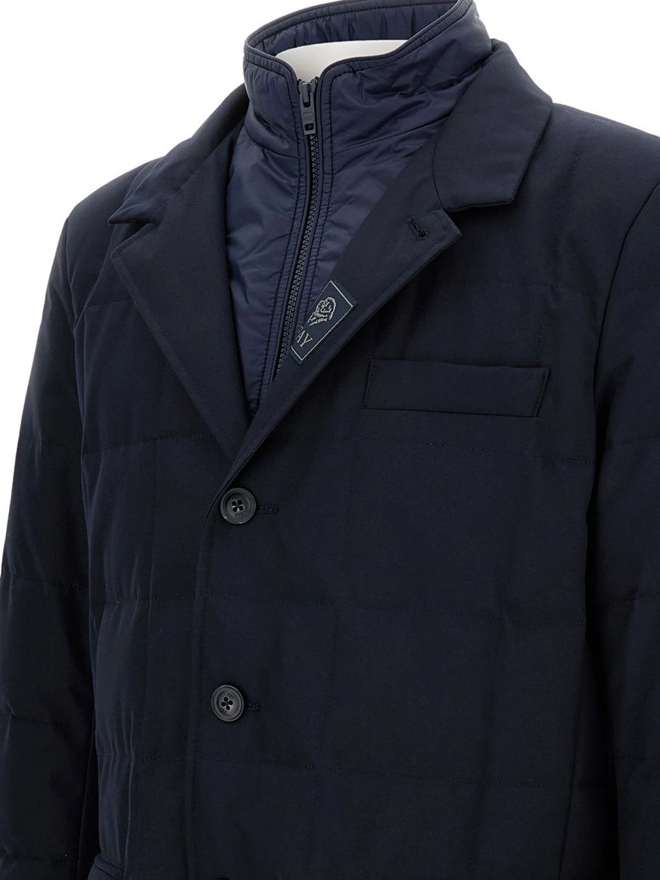 Fay Double-Breasted Blue Padded Quilted Puffer Jacket Zwart