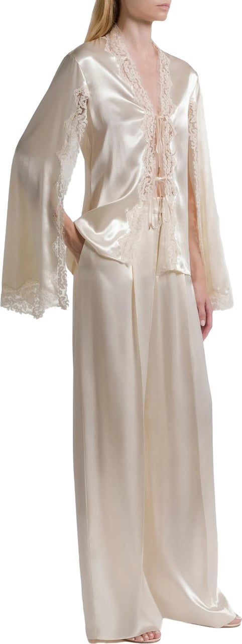 Alberta Ferretti Neutral Pantalone High-Waisted Wide-Leg Viscose Pants Roze