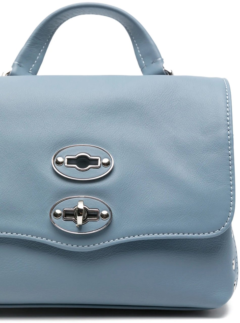 Zanellato Muted Blue Postina Saeta Leather Handbag Blauw