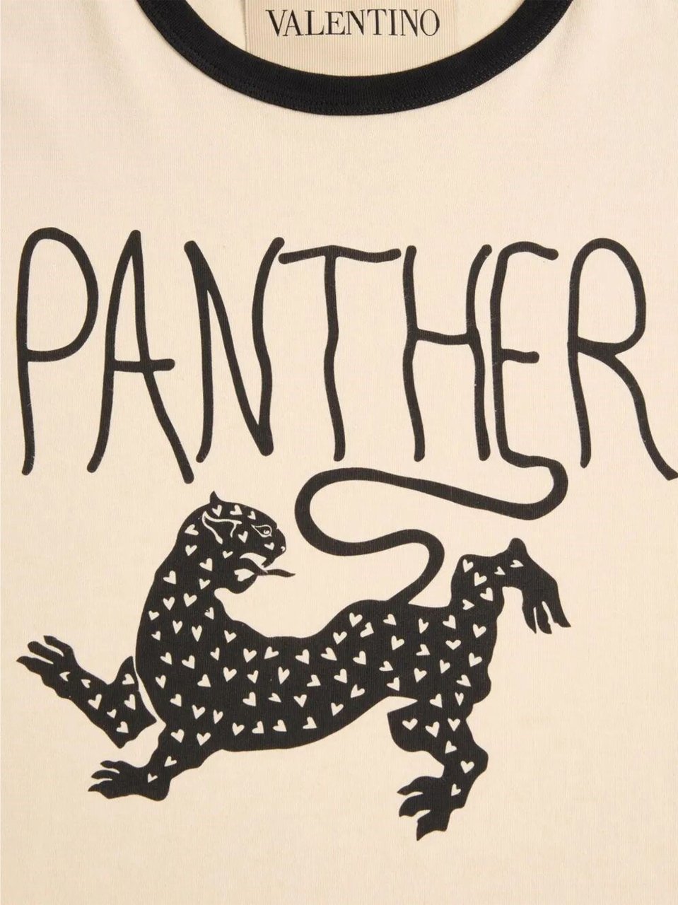 Valentino Light Beige Graphic Panther Cotton T-shirt Neutraal