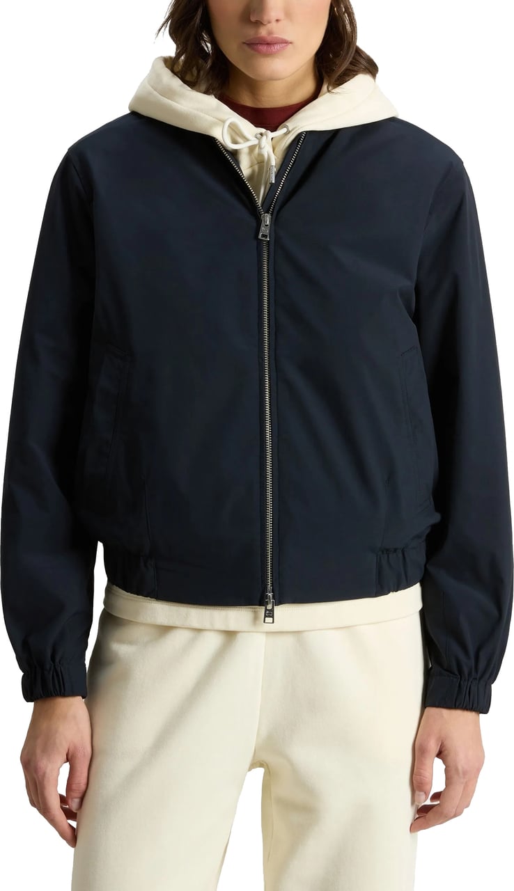 Woolrich Black Summer Bomber Lightweight Polyester Jacket Zwart