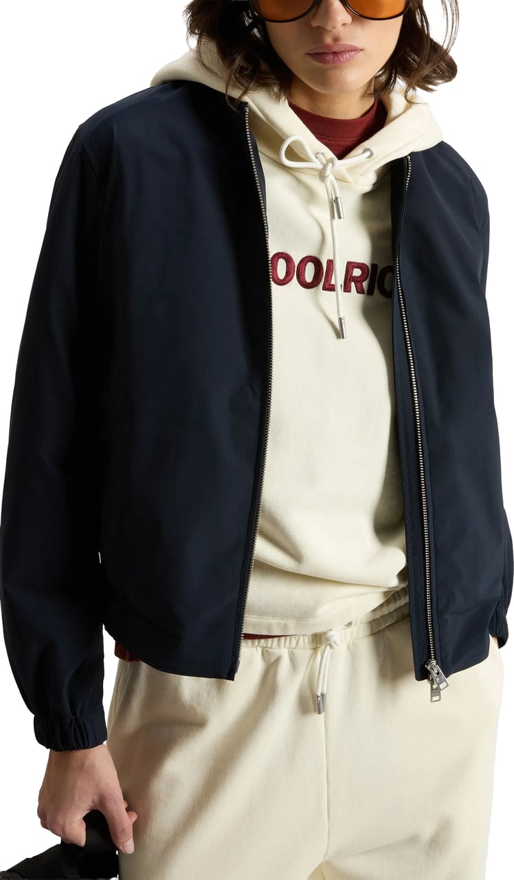 Woolrich Black Summer Bomber Lightweight Polyester Jacket Zwart