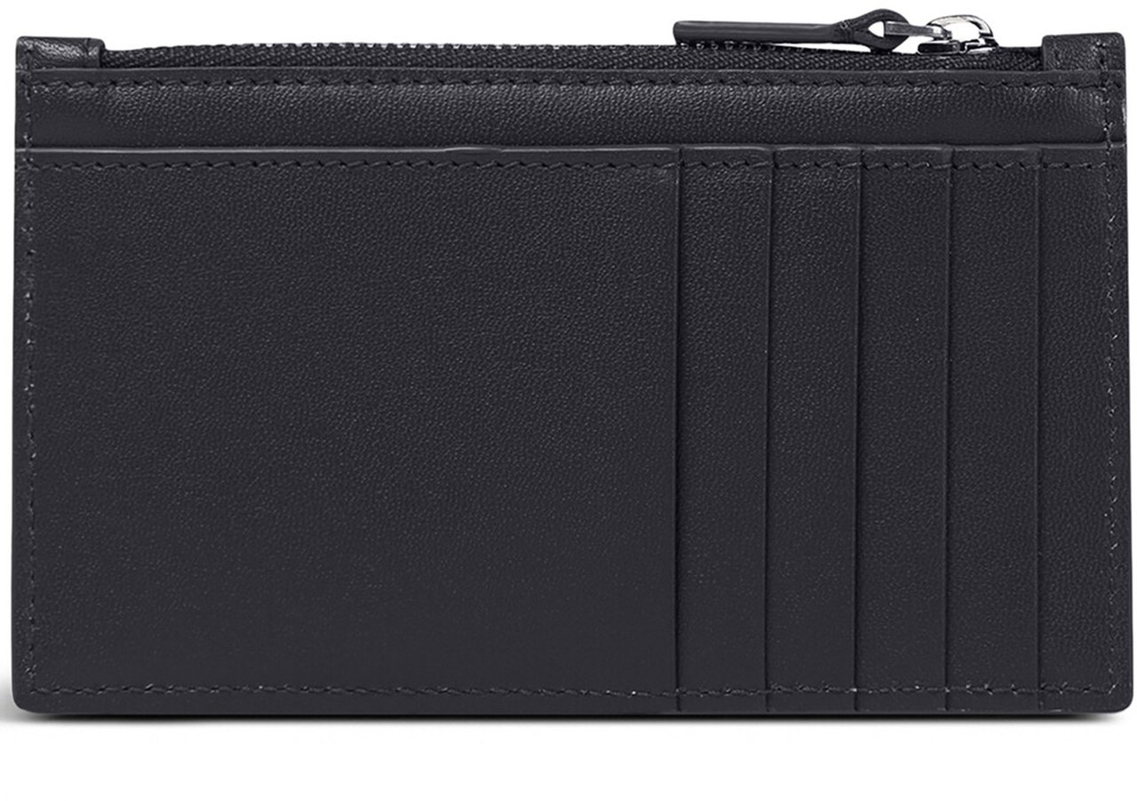 Balenciaga Black Cash Rectangular Textured Card Holder Zwart