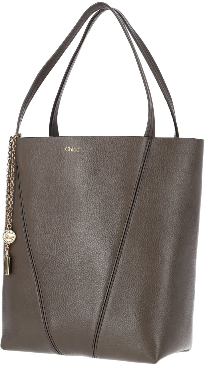 Chloé Grey Spin Textured Leather Tote Grijs