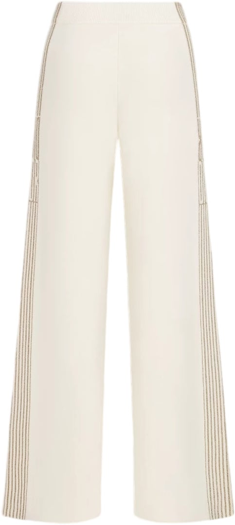 Dior Off-White Wide-Leg High Waist Striped Pants Neutraal