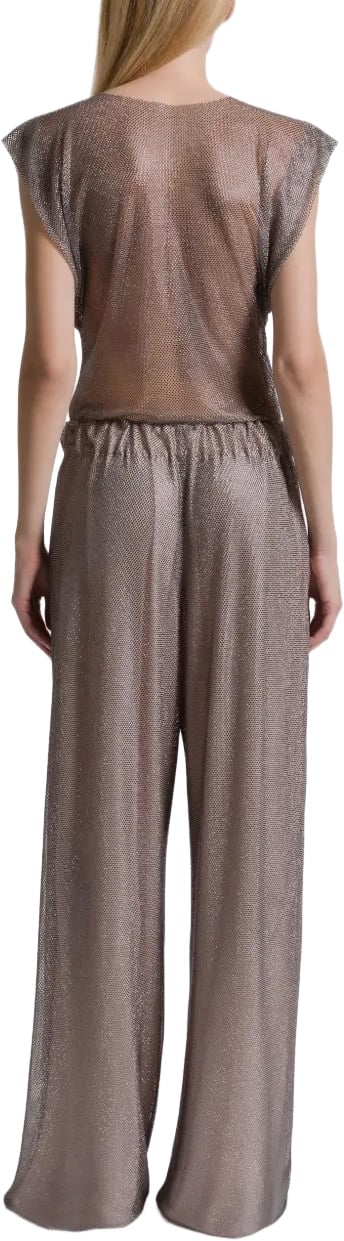 Alberta Ferretti Wide-Leg Pants with Elastic Waistband and Sheer Fabric Grijs