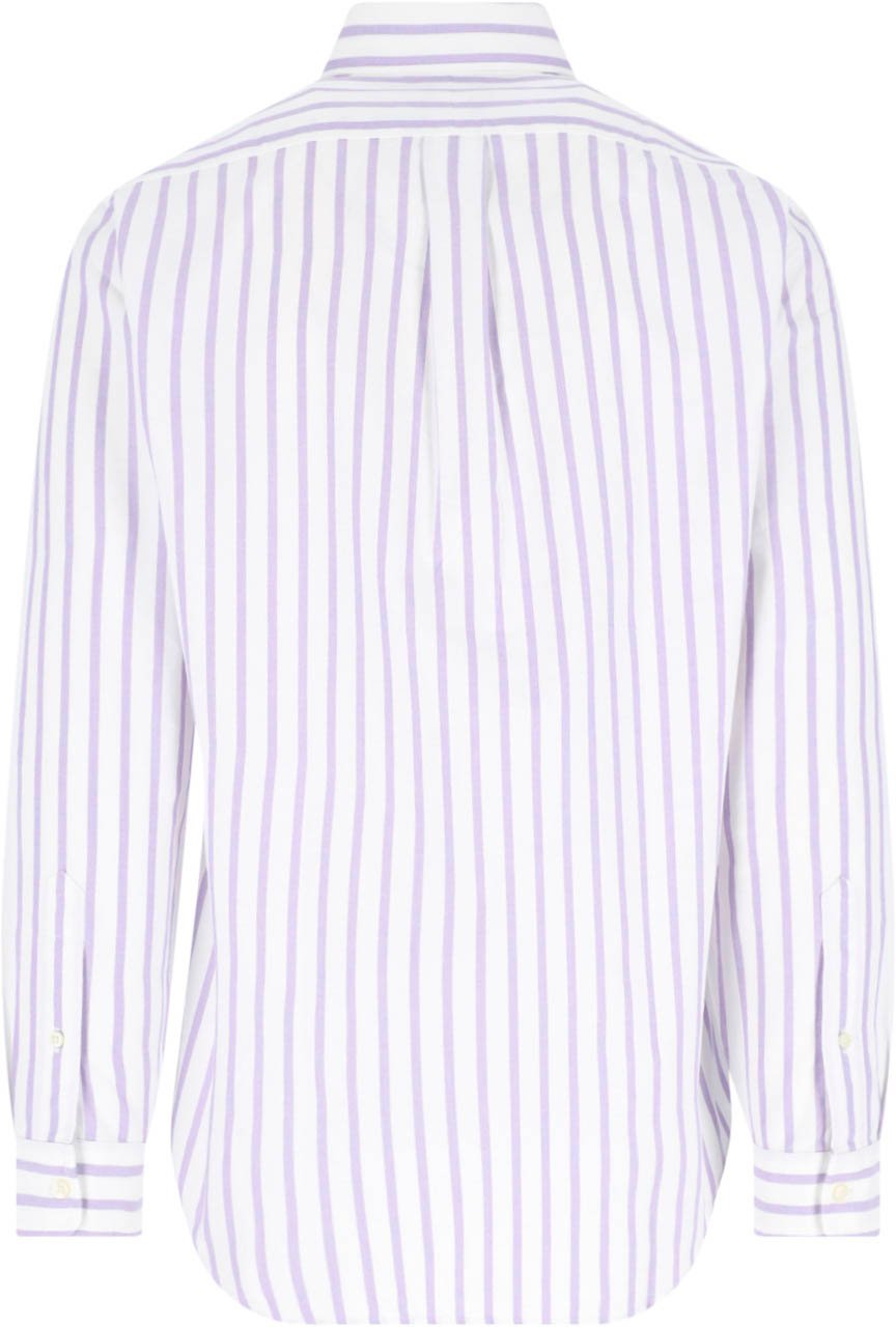 Ralph Lauren White/Purple Striped Button-Down Shirt Wit