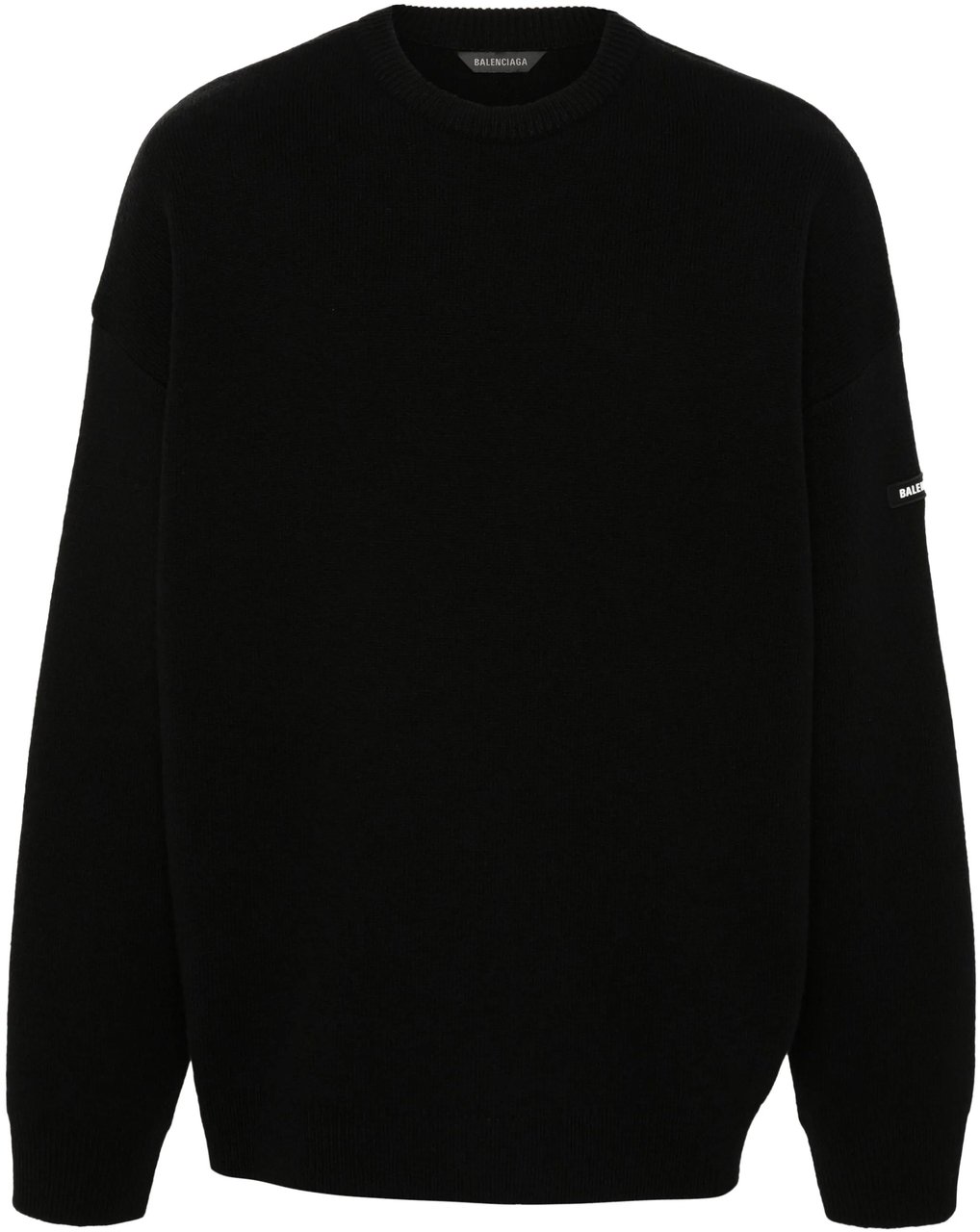 Balenciaga Black Relaxed Fit Crew Neck Sweater Zwart