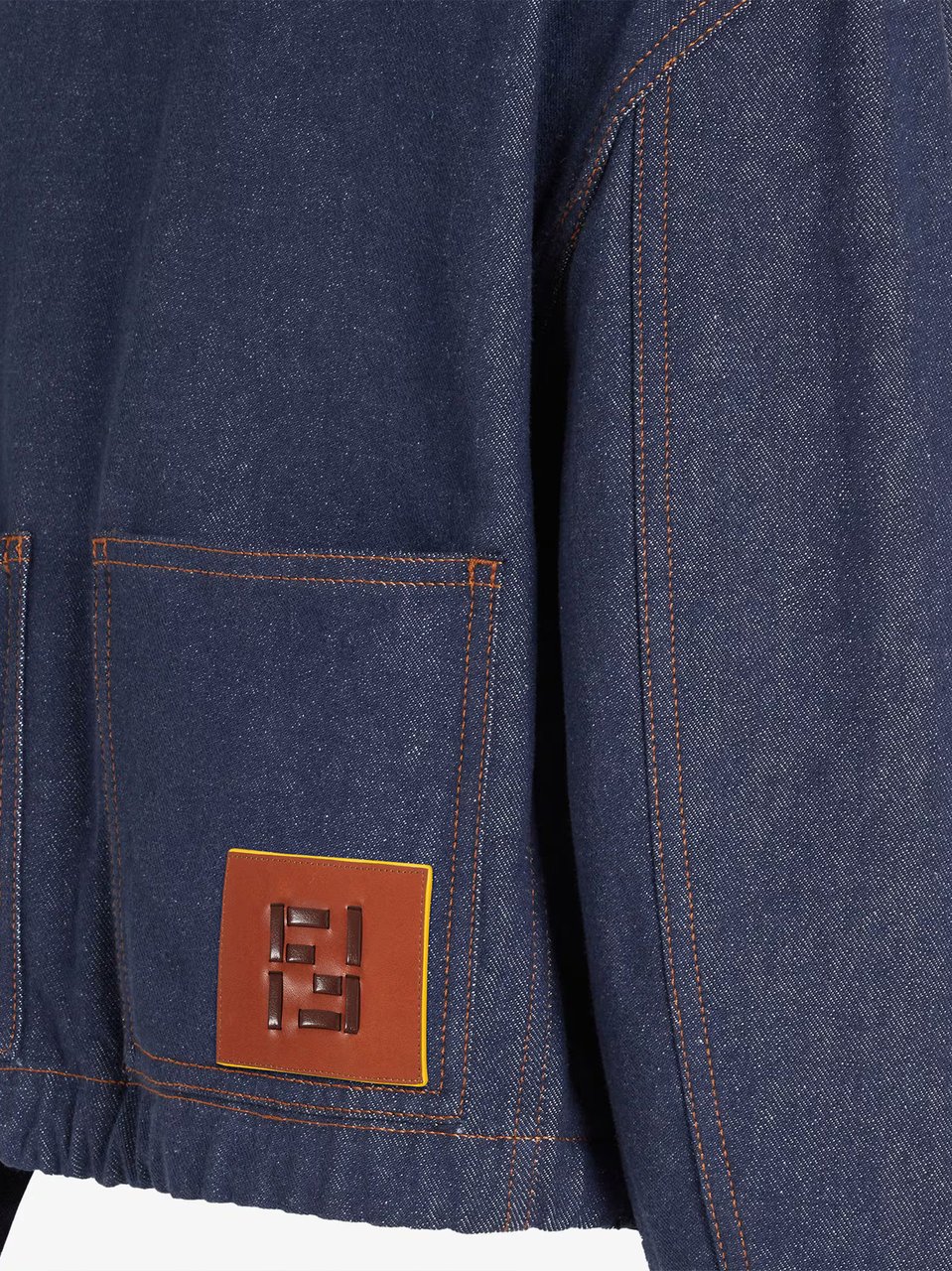 Fendi Ff Reverse Den Boxy Cropped Denim Jacket Grijs
