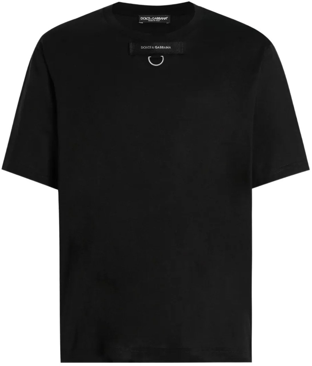 Dolce & Gabbana Black Round Neck Cotton Label T-Shirt Zwart
