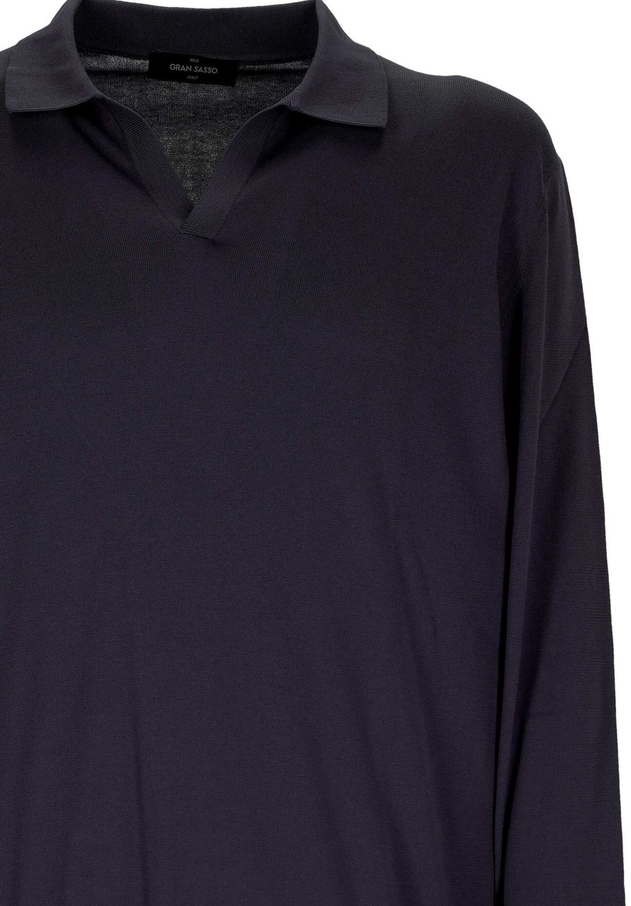 Gran Sasso White Tennis Polo Collar Cotton Pullover Zwart
