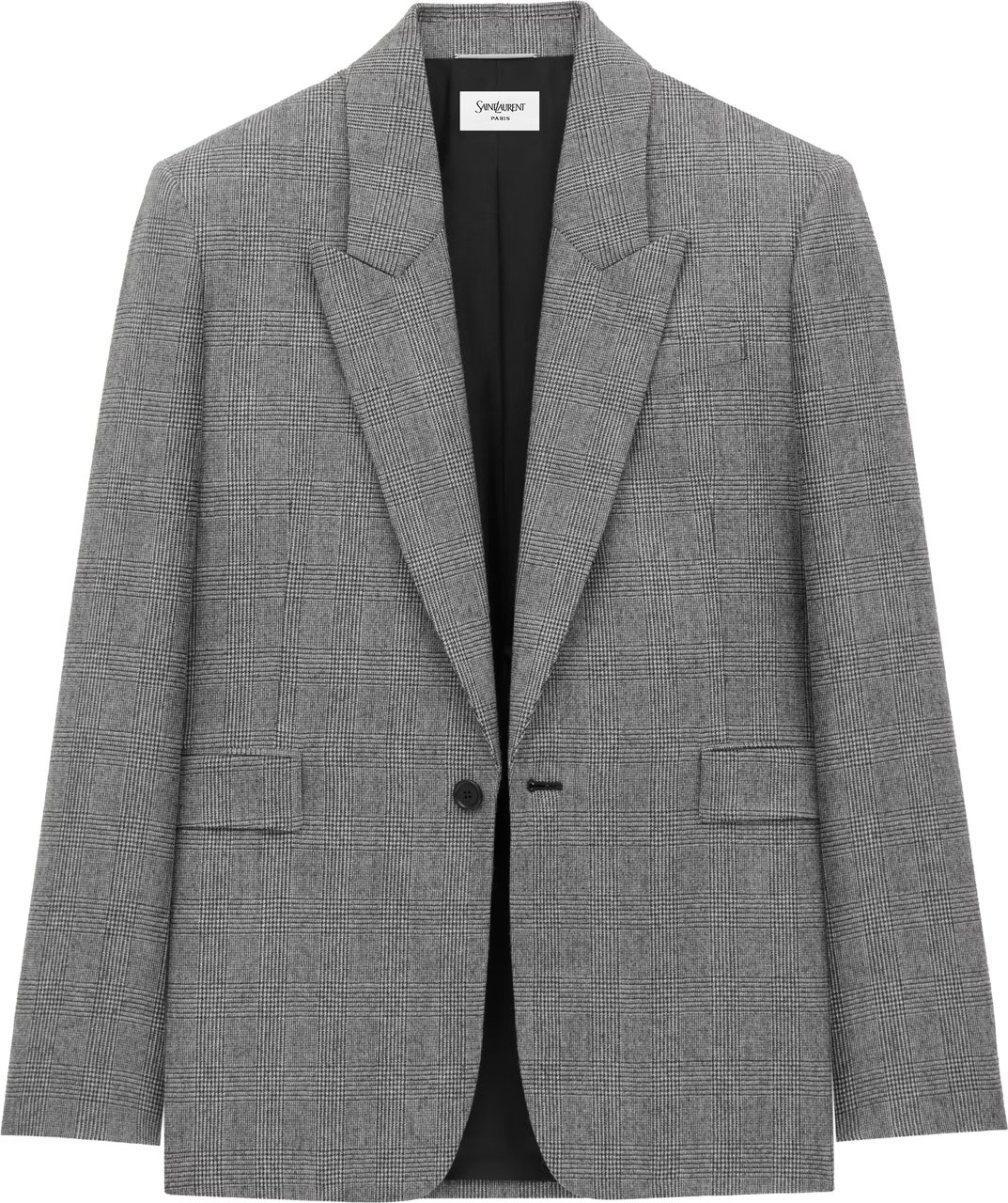 Saint Laurent Grey Blazer Tailored Checkered Blazer Grijs