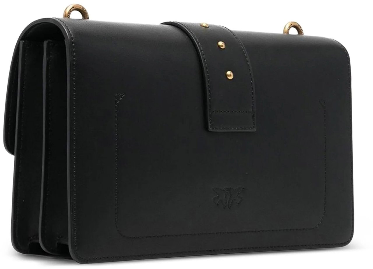 Pinko Love One Classic Leather Satchel Zwart