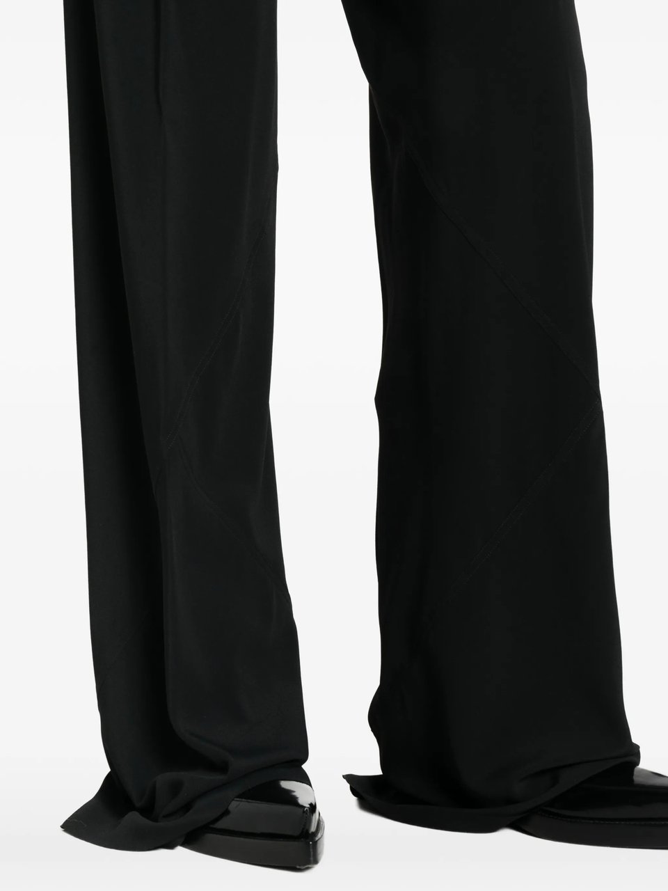 Rick Owens Bias Pantaloni Black Wide-Leg Trousers Zwart