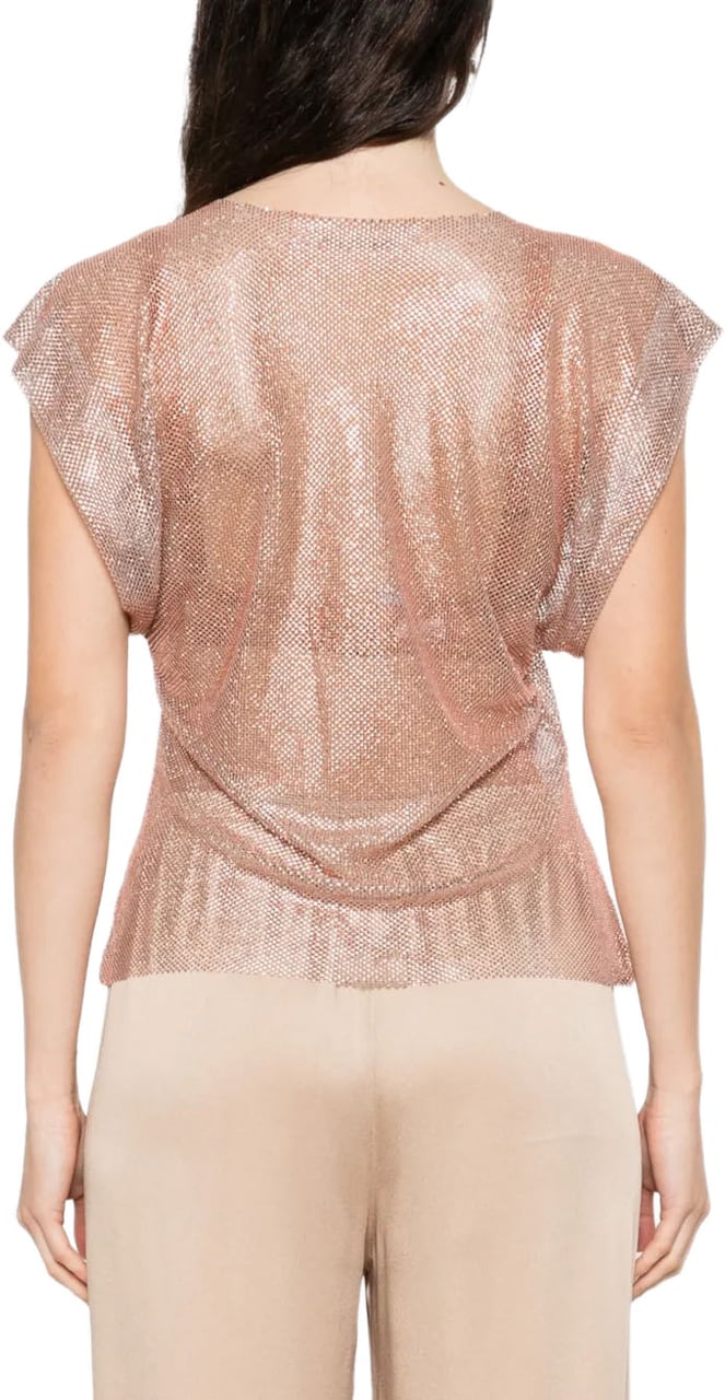 Alberta Ferretti Shimmering Pink Mesh Top with Boxy Silhouette Roze