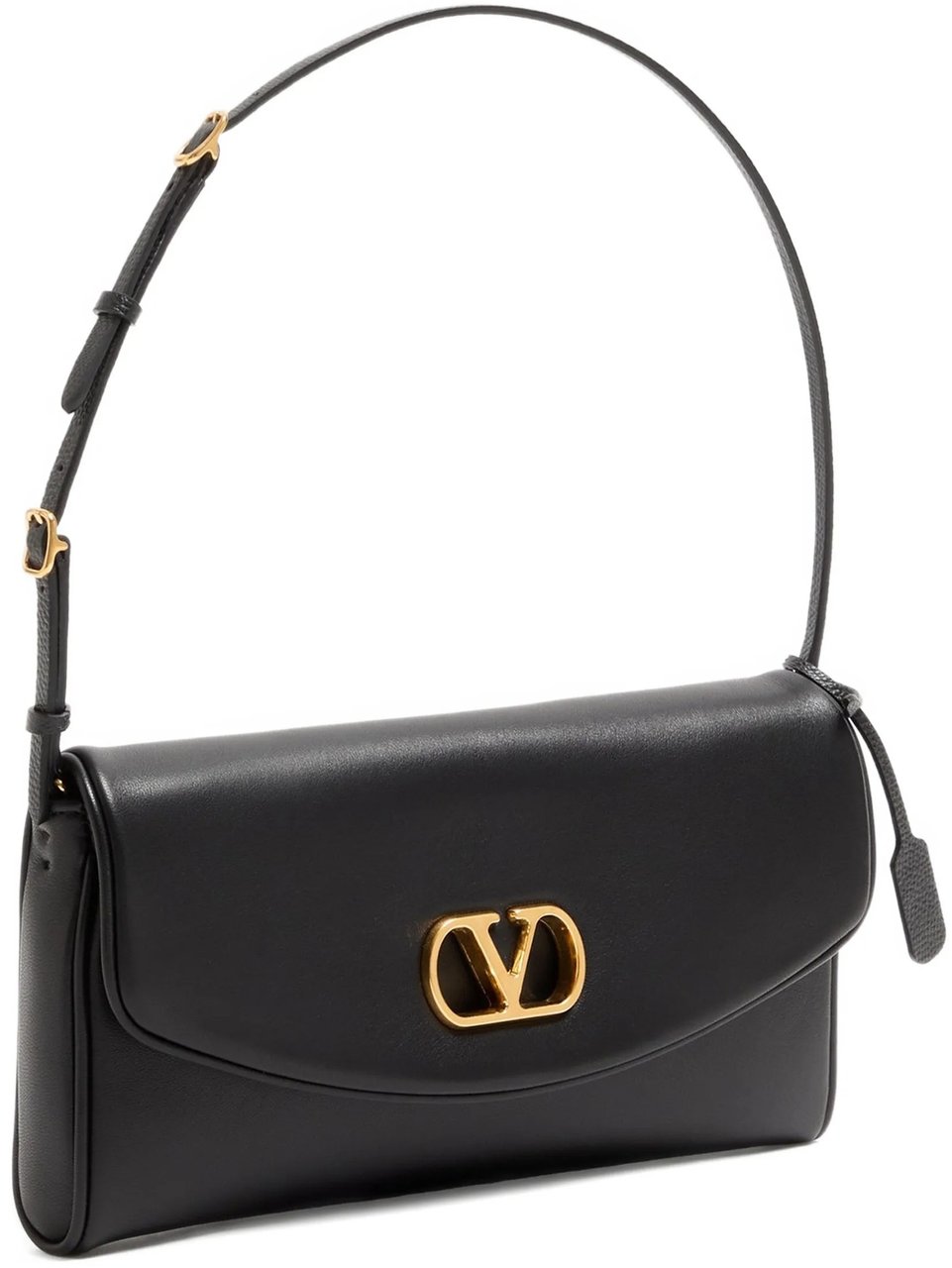 Valentino Black Devain Nappa Leather Structured Clutch Zwart