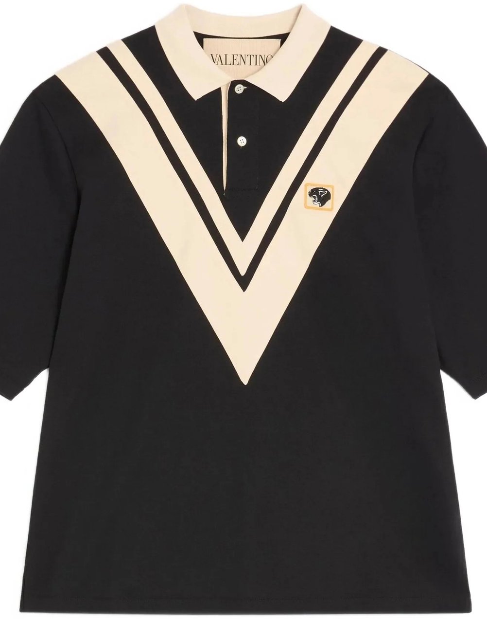 Valentino V-Pattern Short-Sleeved Boxy Fit Polo Shirt Zwart