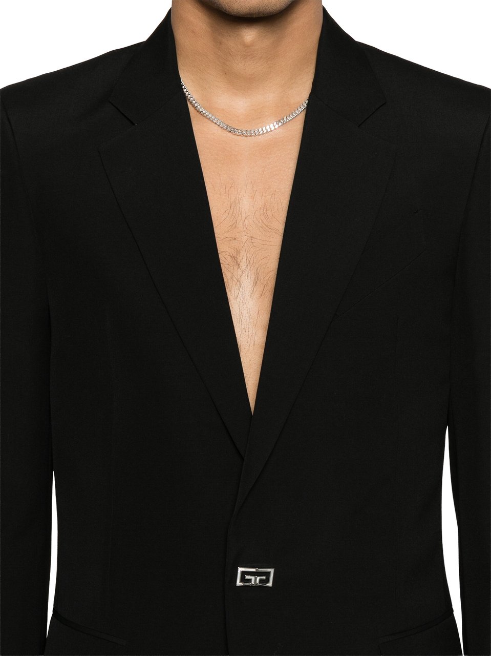 Givenchy Single-Breasted Structured Technical Wool Jacket Zwart