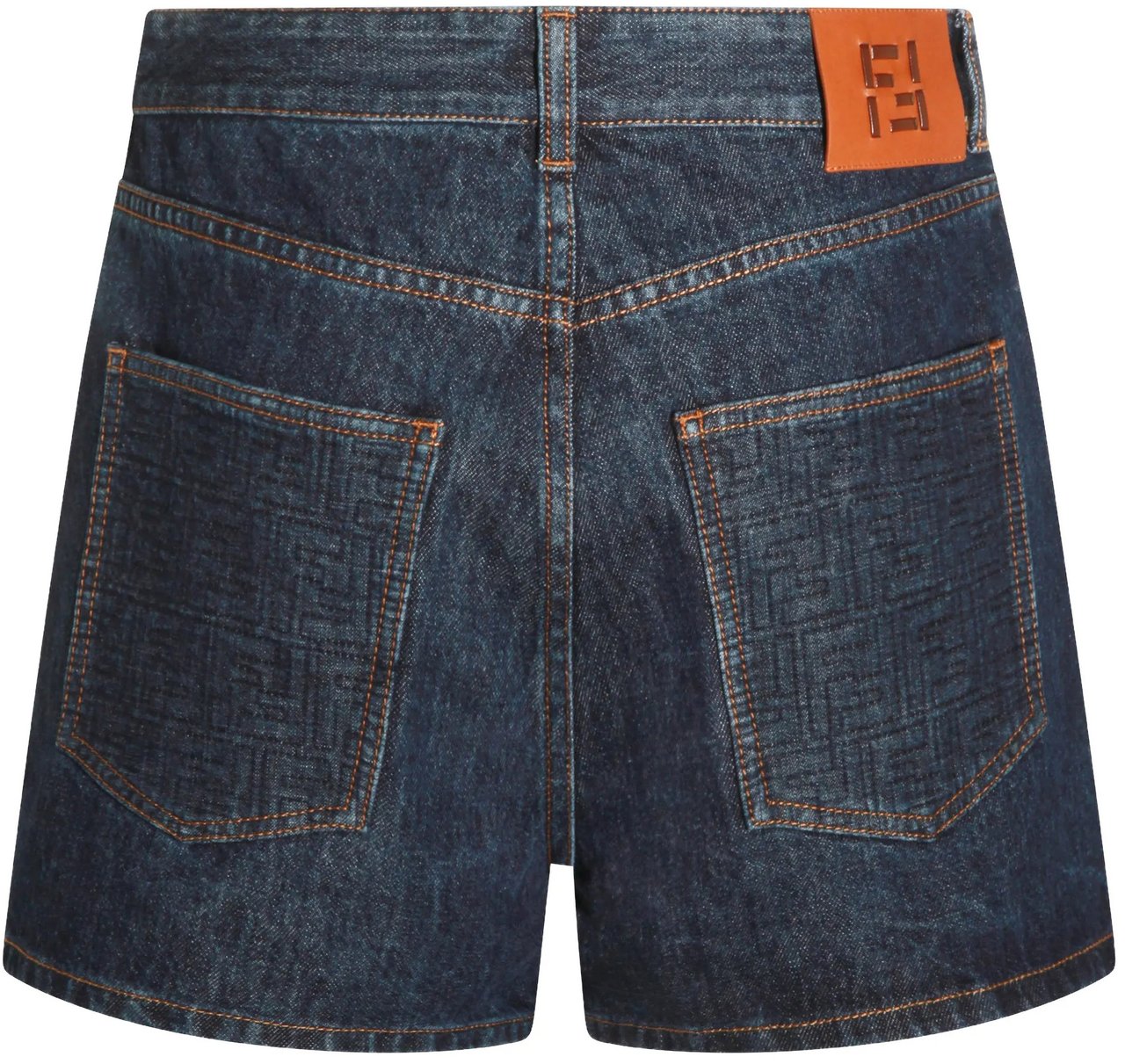 Fendi Short FF Padded Dark Denim Shorts Grijs