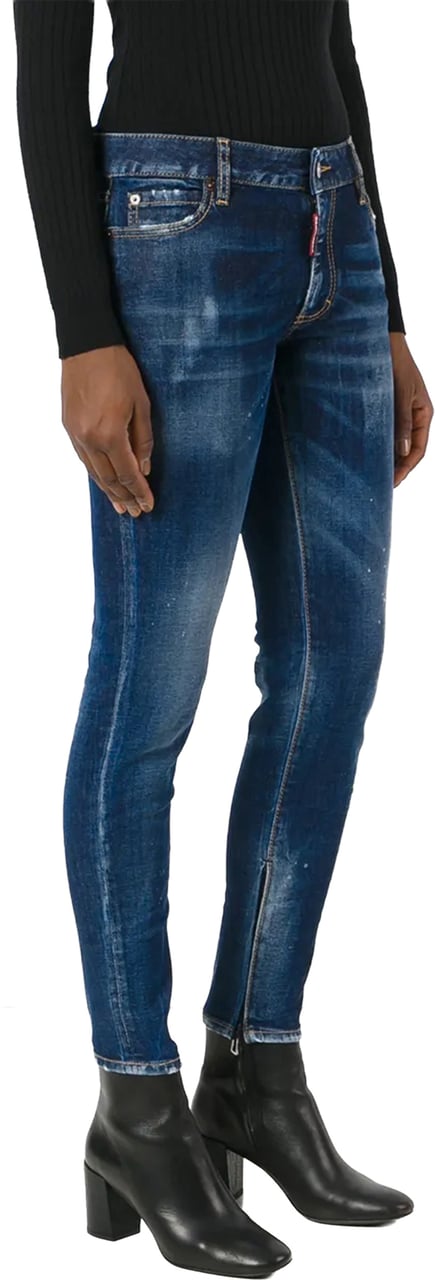 Dsquared2 Slim-Fit Medium Blue Splatter Denim Jeans Groen