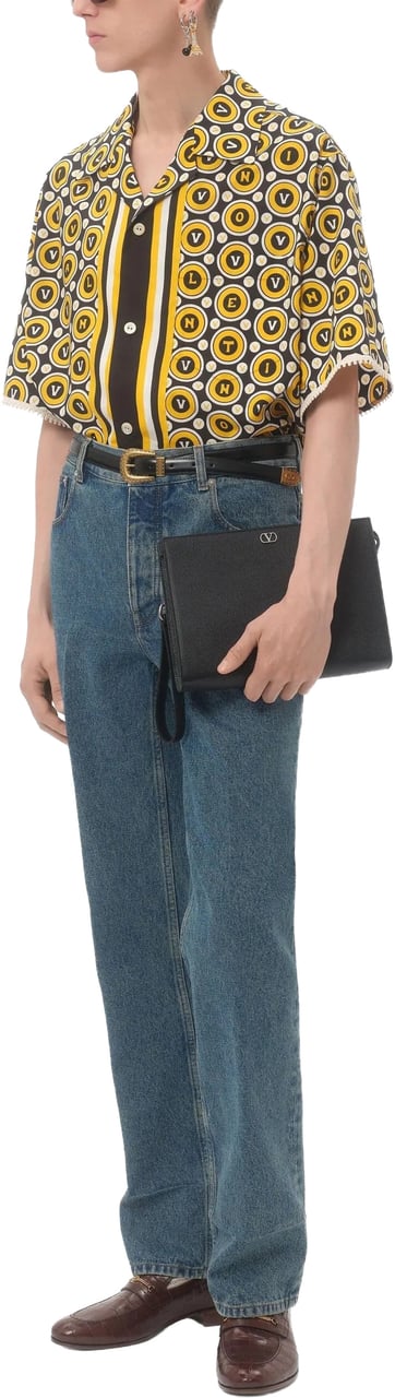 Valentino Black Pouch Vlogo Signature Leather Clutches Zwart