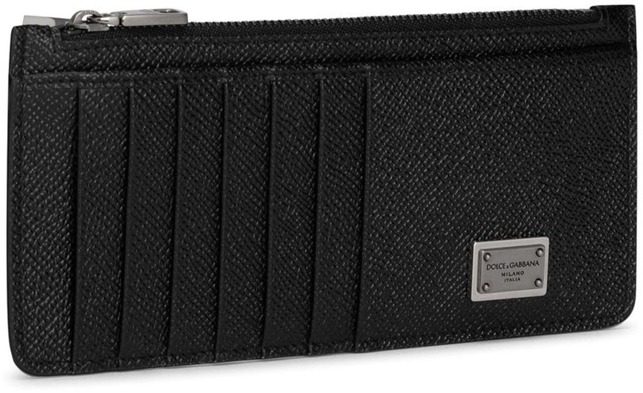 Dolce & Gabbana St.Dauphine Vertical Calf Leather Card Holder Zwart