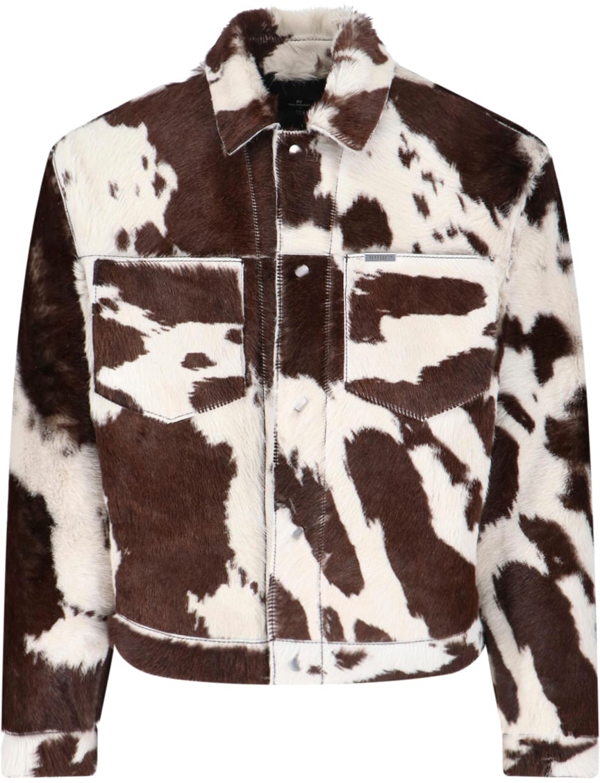 Represent Multicolor Cow Print Leather Jacket Bruin