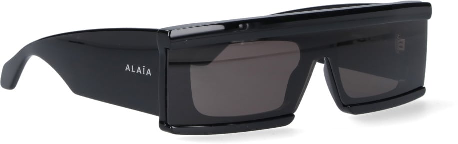 Alaïa Black Mask Rectangular Acetate Frame Sunglasses Zwart