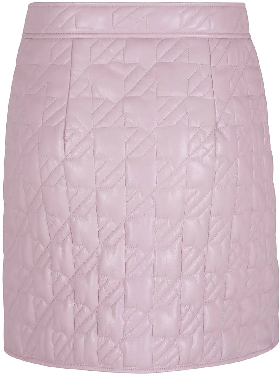 MSGM Pastel Pink Quilted Geometric Polyester Mini Skirt Paars