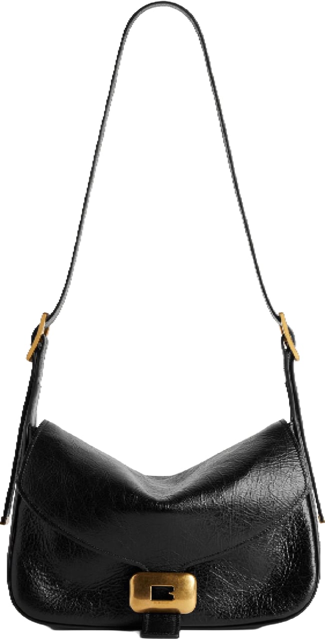 Balenciaga Black Clicca Structured Slouchy Leather Bag Zwart