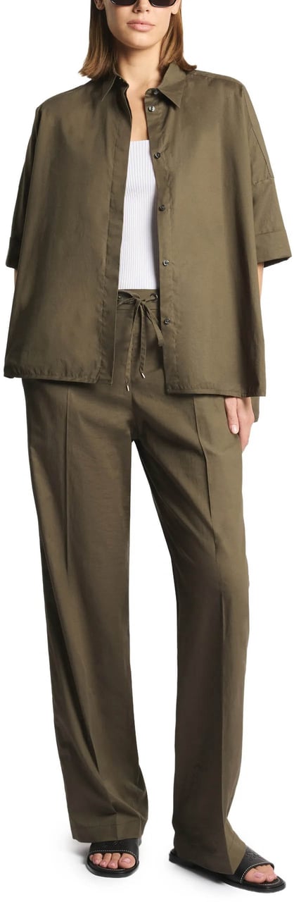 Fay Wide-Leg Drawstring Seam Detailing Pants Grijs
