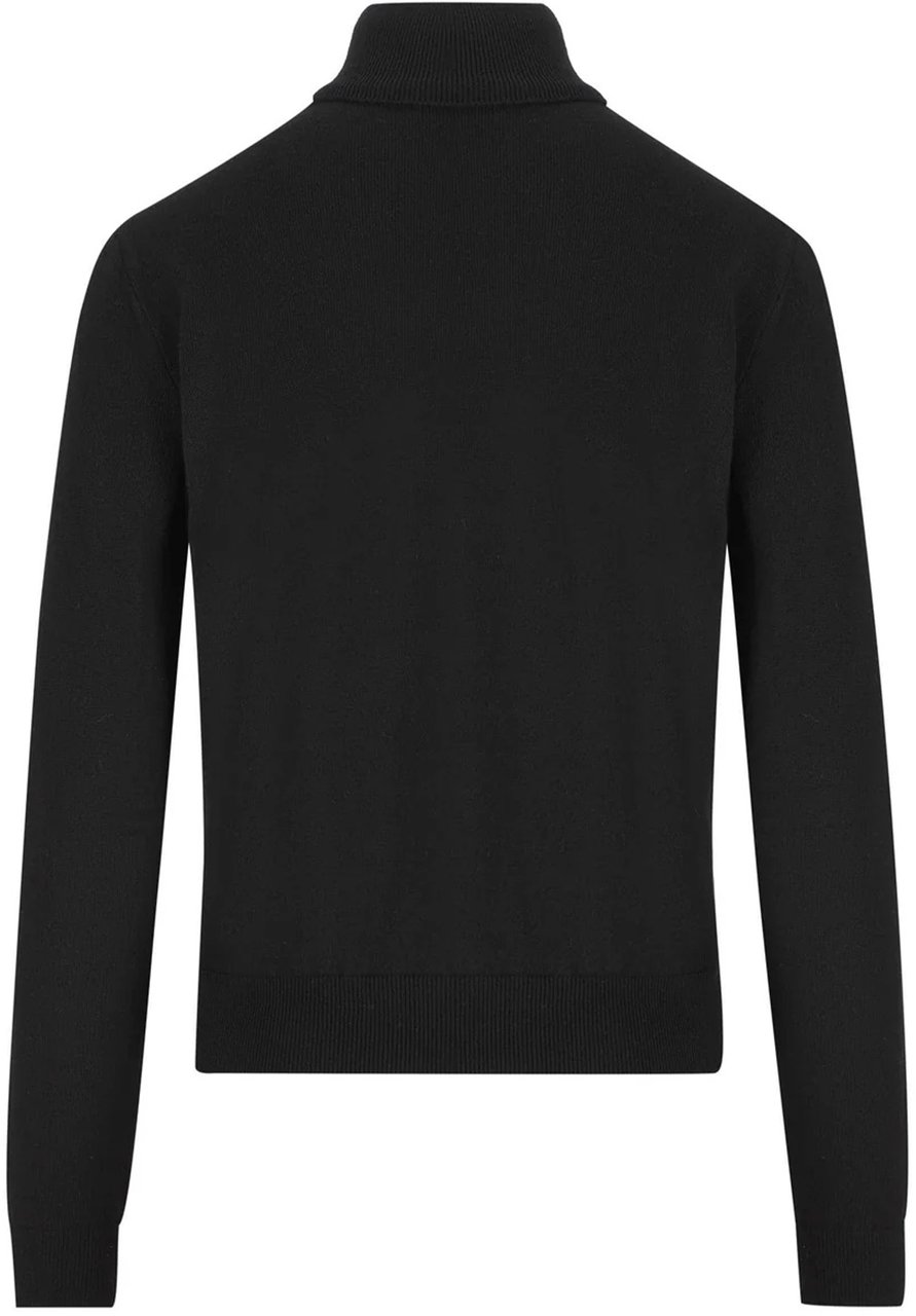 Gucci Black High Kn Fitted Mock Neck Top Zwart