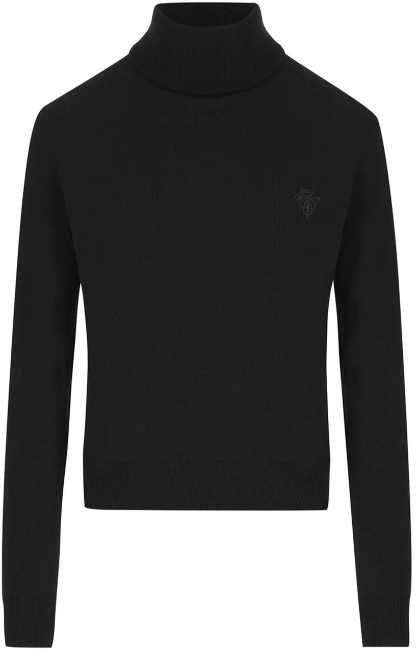 Gucci Black High Kn Fitted Mock Neck Top Zwart