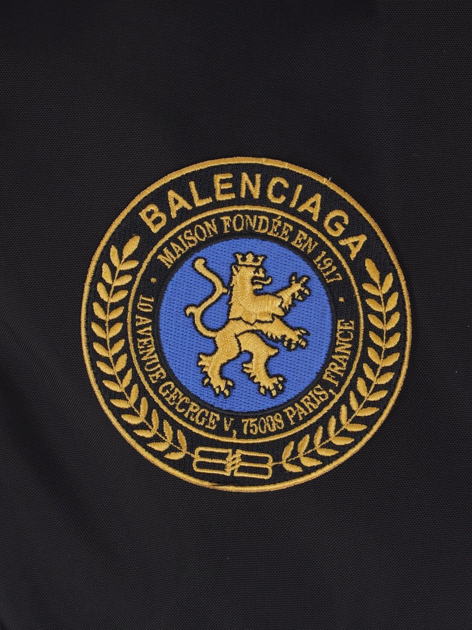 Balenciaga Black Bomber Cropped Padded Polyester Jacket Zwart