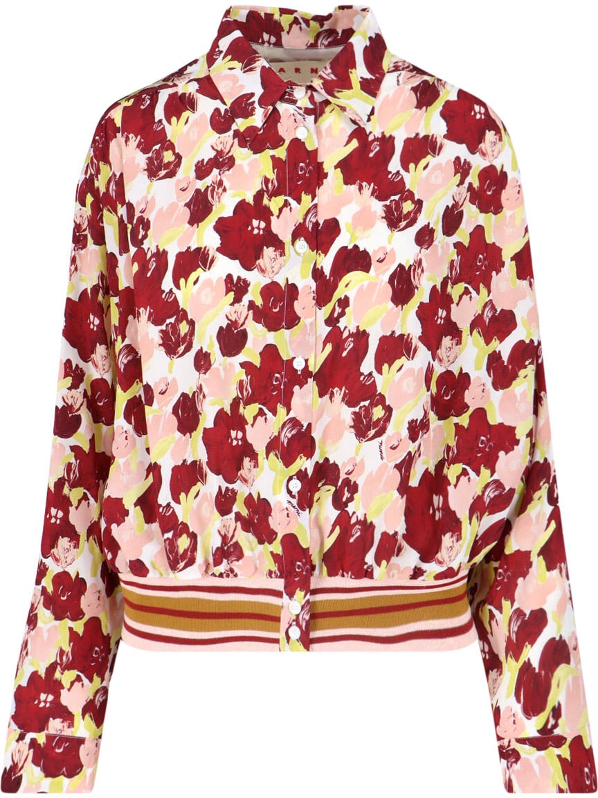 Marni Multicolor Floral Pattern Silk Shirt Roze