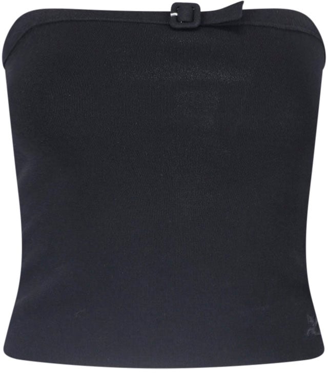 COURREGES Black Buckle Knit Bustier Top Zwart