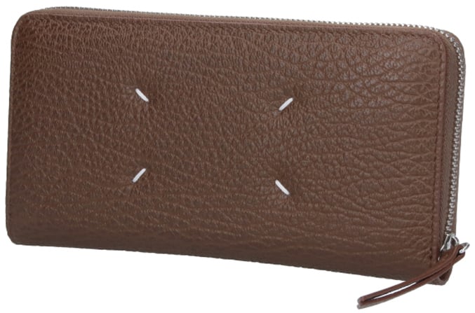 Maison Margiela Brown Four Stitches Textured Leather Wallet Bruin