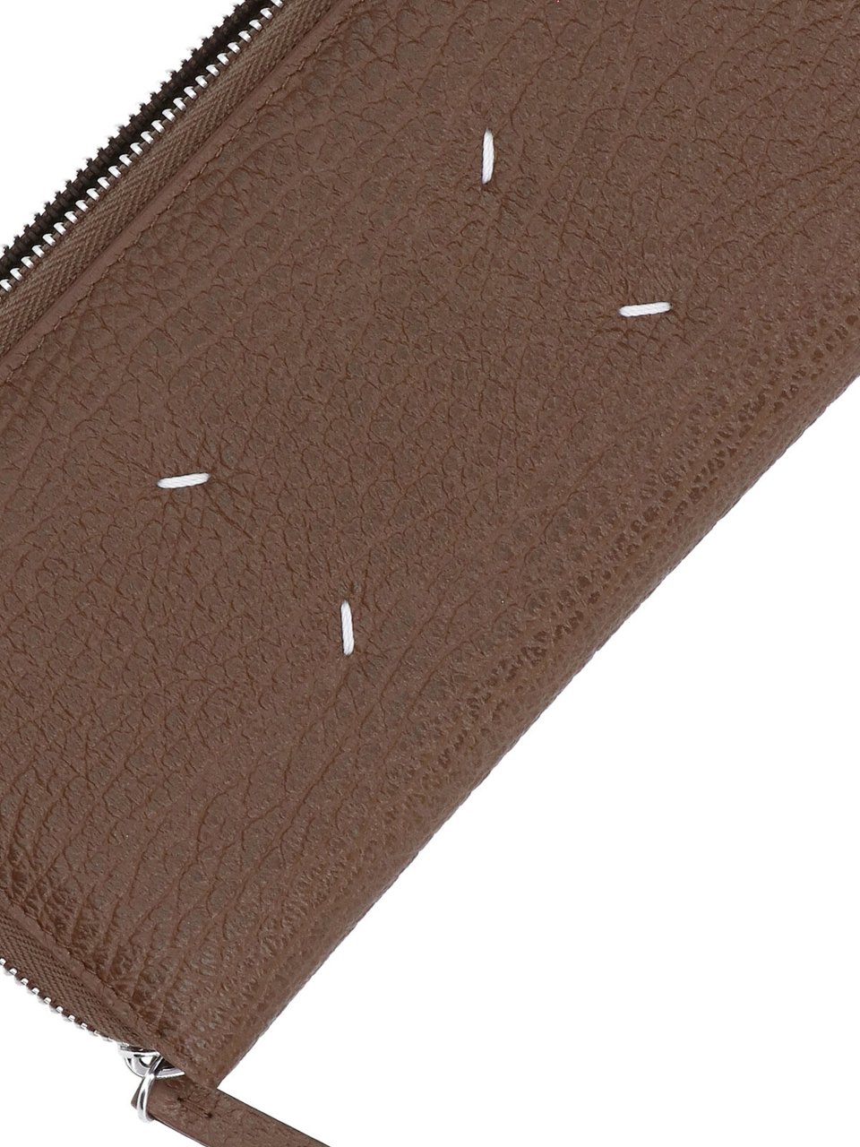 Maison Margiela Brown Four Stitches Textured Leather Wallet Bruin