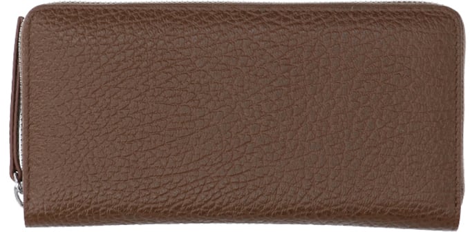 Maison Margiela Brown Four Stitches Textured Leather Wallet Bruin